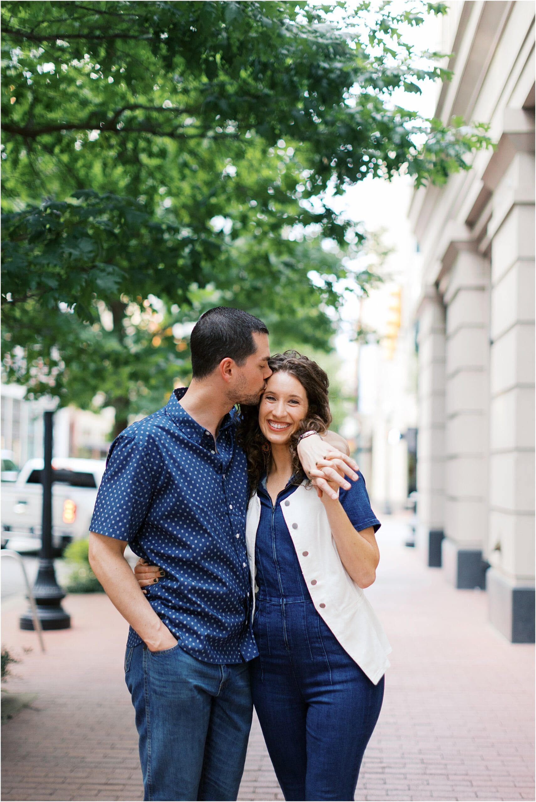 couple walking through downtown fort worth
