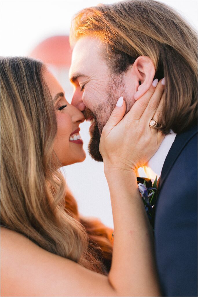 rooftop sunset bride and groom portrait at stoney ridge villa in fort worth Texas