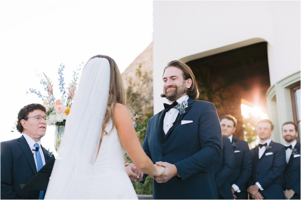 wedding ceremony on the terrace at stoney ridge villa in fort worth texas