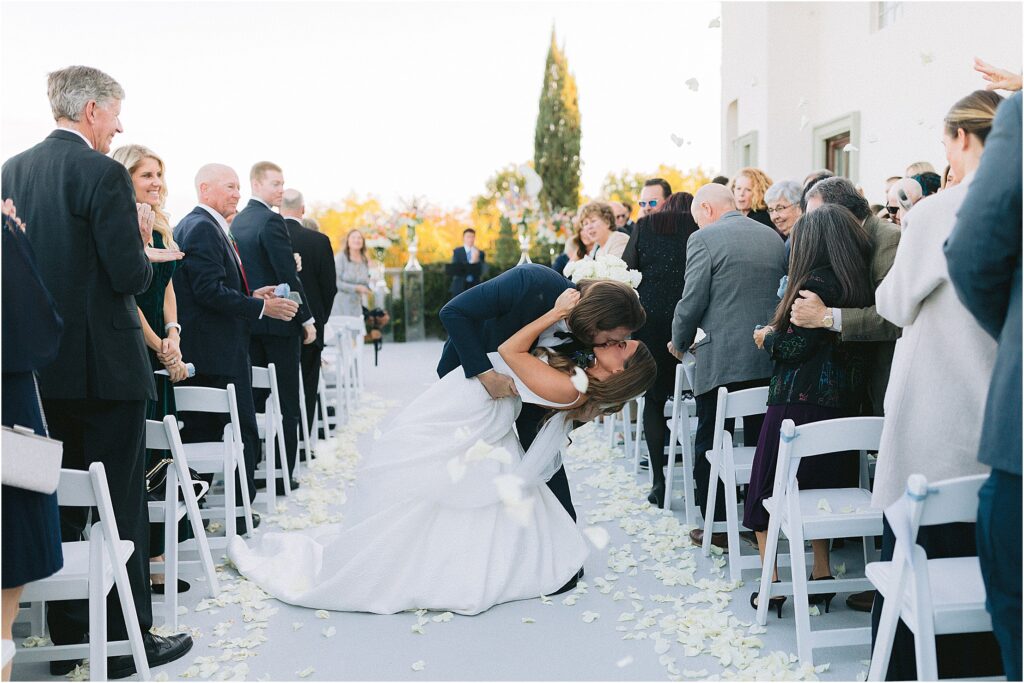 wedding ceremony on the terrace at stoney ridge villa in fort worth texas